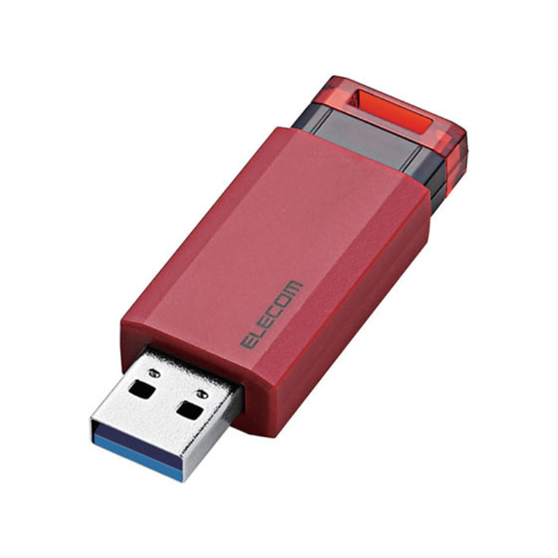 エレコム USB3.1 Gen1 ノック式USBメモリ 64GB MF-PKU3064GRD 1個（ご注文単位1個）【直送品】