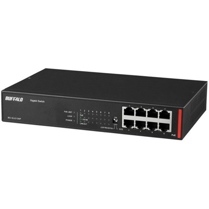 バッファロー Giga Layer2 アンマネージスイッチ 8ポート BS-GU2108P 1台(ご注文単位1台)【直送品】