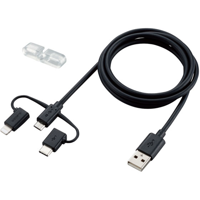 エレコム 3in1スマートフォン用USBケーブル MPA-AMBLCAD12BK 1個（ご注文単位1個）【直送品】
