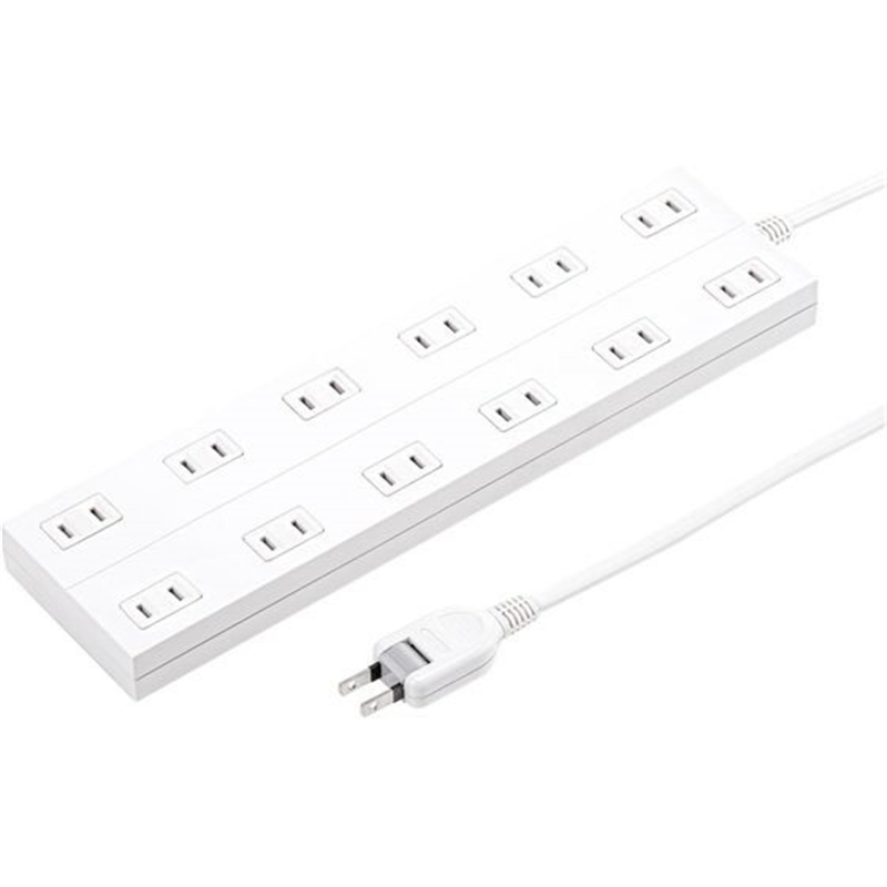 サンワサプライ 電源タップ 2P・12個口・3m TAP-2312-3W 1本（ご注文単位1本）【直送品】
