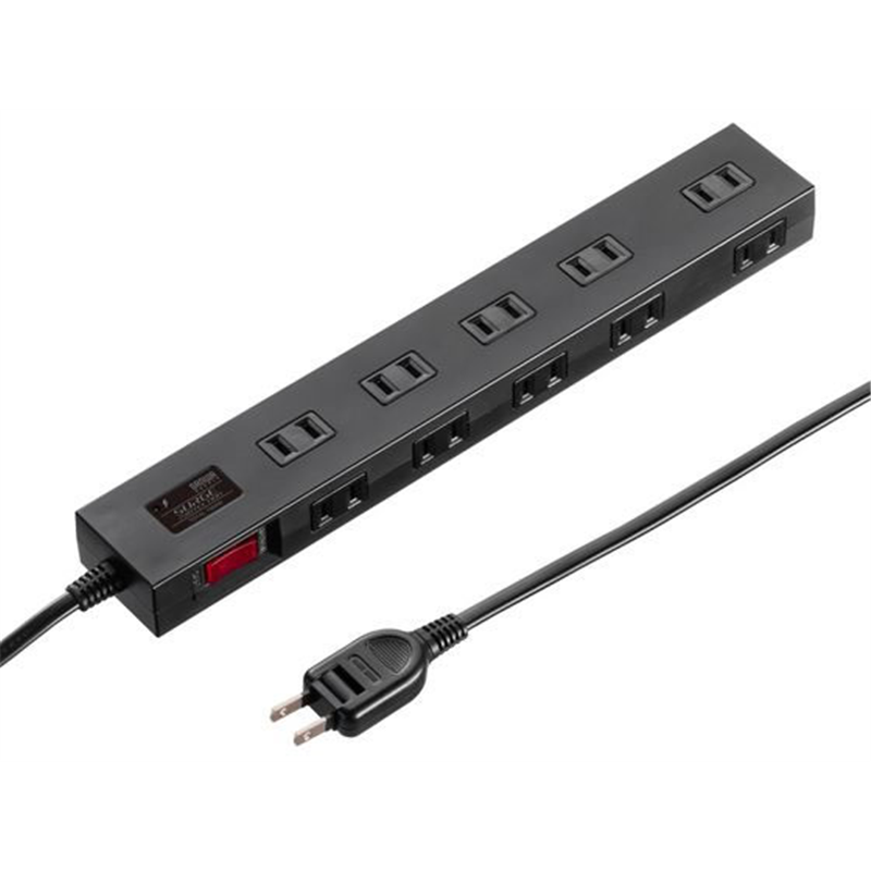 サンワサプライ 雷ガードタップ 10個口 5m 黒 TAP-SP2110N-5BK 1本（ご注文単位1本）【直送品】