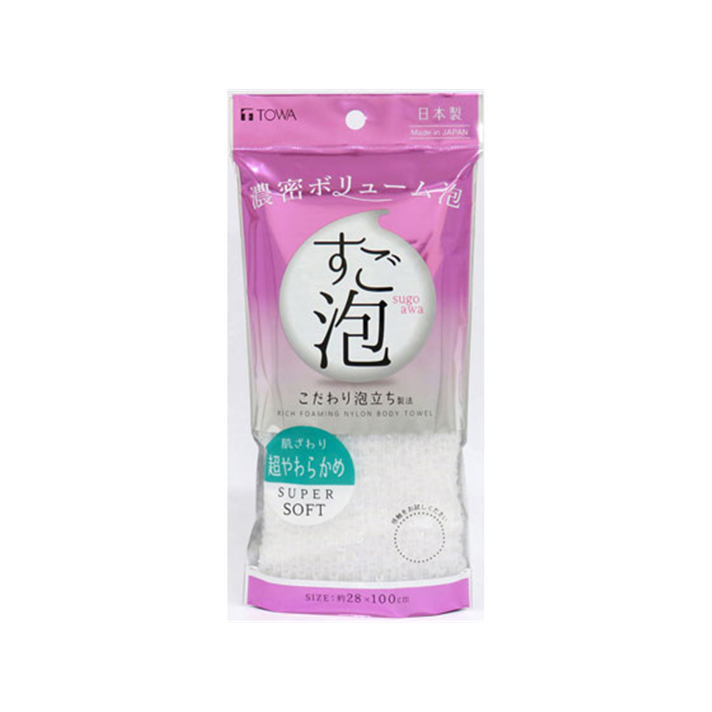 東和産業 すご泡IV ナイロンタオル 超やわらか ホワイト 1枚（ご注文単位1枚）【直送品】