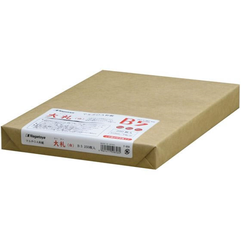 長門屋商店 OA和紙 白B5 250枚 ナ-856 1束(ご注文単位1束)【直送品】