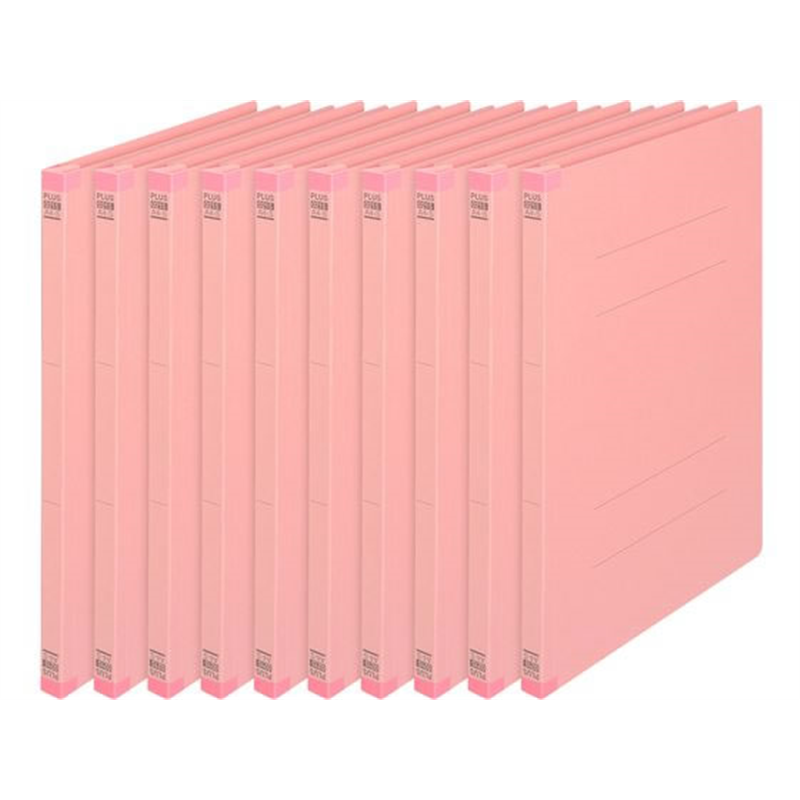 プラス フラットファイル 樹脂とじ具 10冊A4-Sピンク NO.021S／7 1パック（ご注文単位1パック）【直送品】