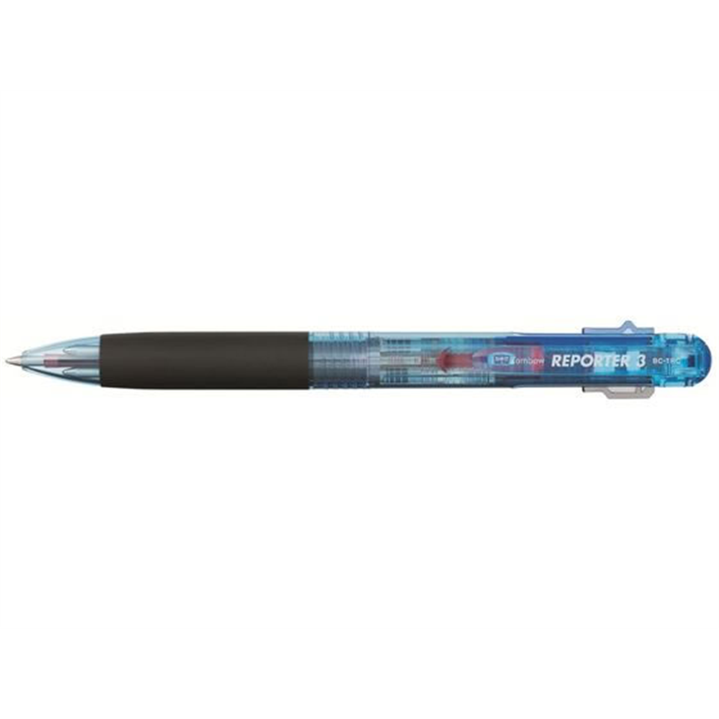 トンボ鉛筆 3色ボールペン リポーター3 透明ブルー BC-TRC40 1本（ご注文単位1本）【直送品】