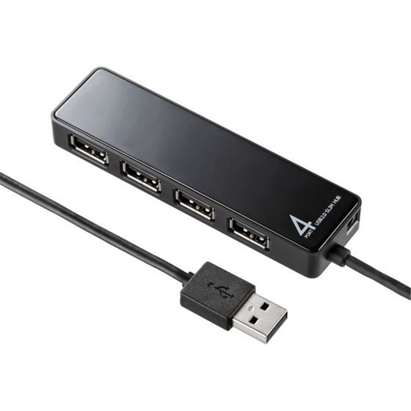 サンワサプライ HDD接続対応 面ファスナー付 4ポート USB2.0ハブ ブラ 1個（ご注文単位1個）【直送品】