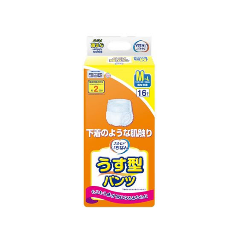 カミ商事 エルモアいちばん うす型パンツ M~L 16枚 1パック(ご注文単位1パック)【直送品】
