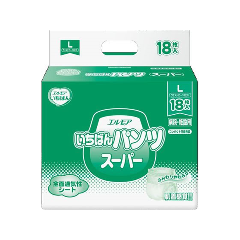 カミ商事 エルモア いちばんパンツ スーパー L 18枚 1パック(ご注文単位1パック)【直送品】