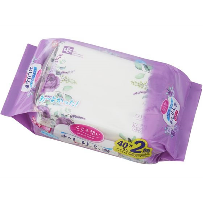 レック こころ想い 流せるおしりふき 大判 40枚×2P 1パック(ご注文単位1パック)【直送品】