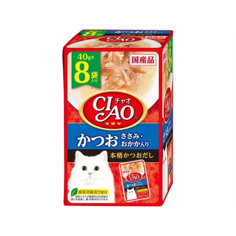 いなば CIAOパウチ かつお ささみおかか入り 40g×8袋 1箱(ご注文単位1箱)【直送品】