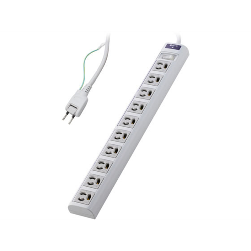 エレコム 雷ガードタップ 3ピン10個口 2m T-T05-31020LGRS 1個(ご注文単位1個)【直送品】