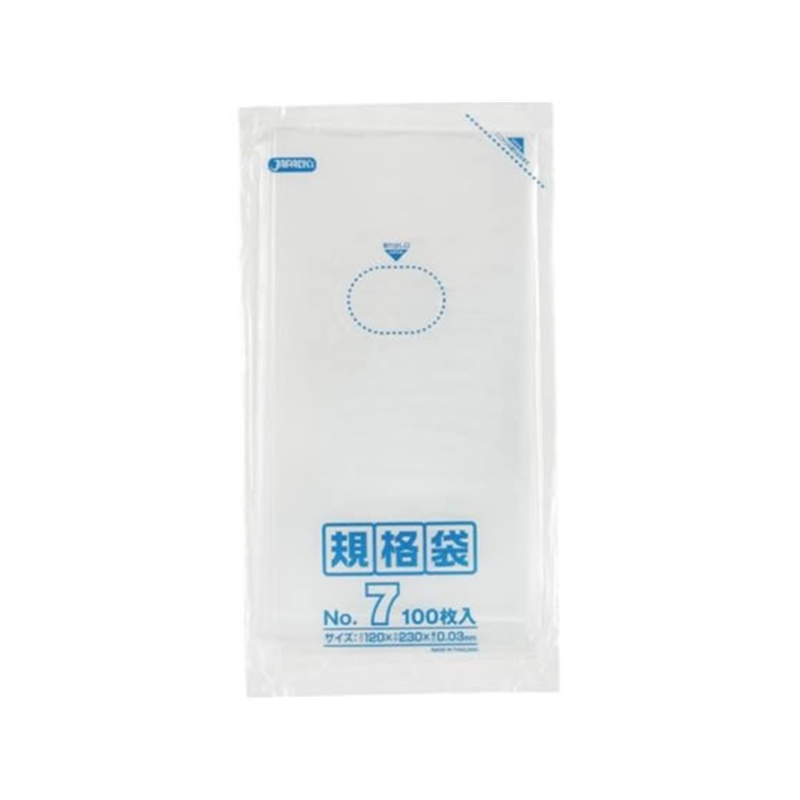 ジャパックス LD規格袋 No.7 透明 厚み0.03mm 100枚 K-07 1袋（ご注文単位1袋）【直送品】