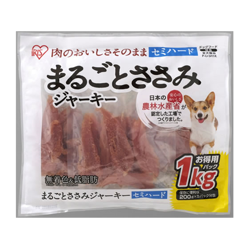 アイリスオーヤマ まるごとささみジャーキー セミハード1kg P-IJ-SH1K 1袋（ご注文単位1袋）【直送品】