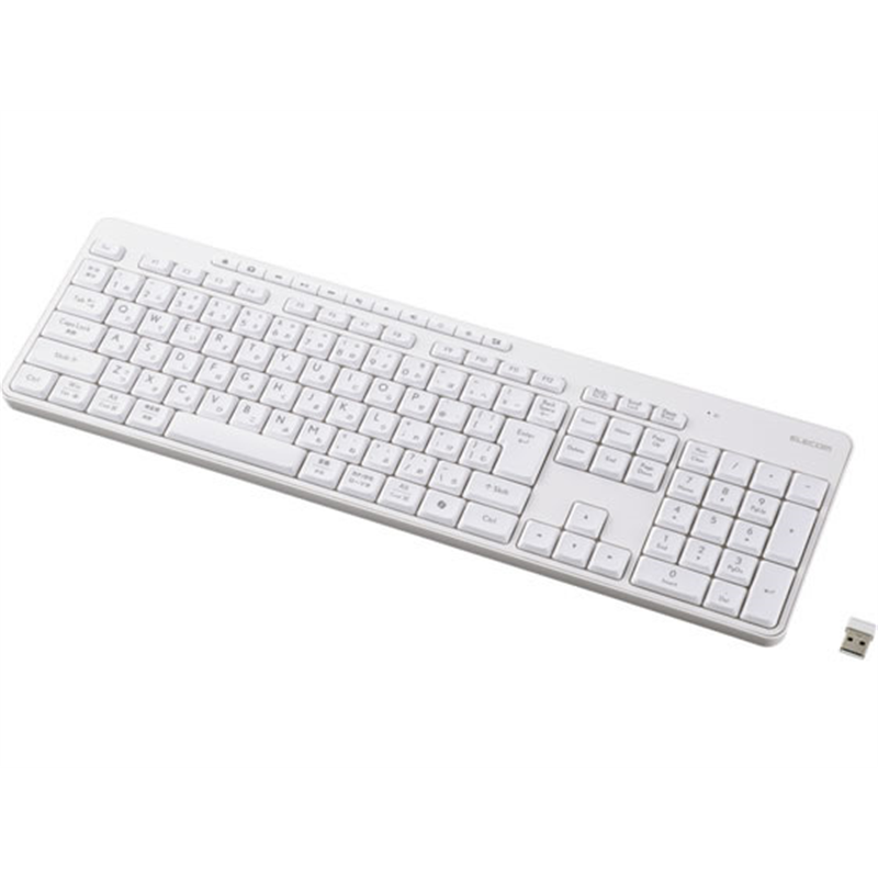 エレコム 無線キーボード 静音 テンキー付 白 TK-QT11FDMWH 1個(ご注文単位1個)【直送品】