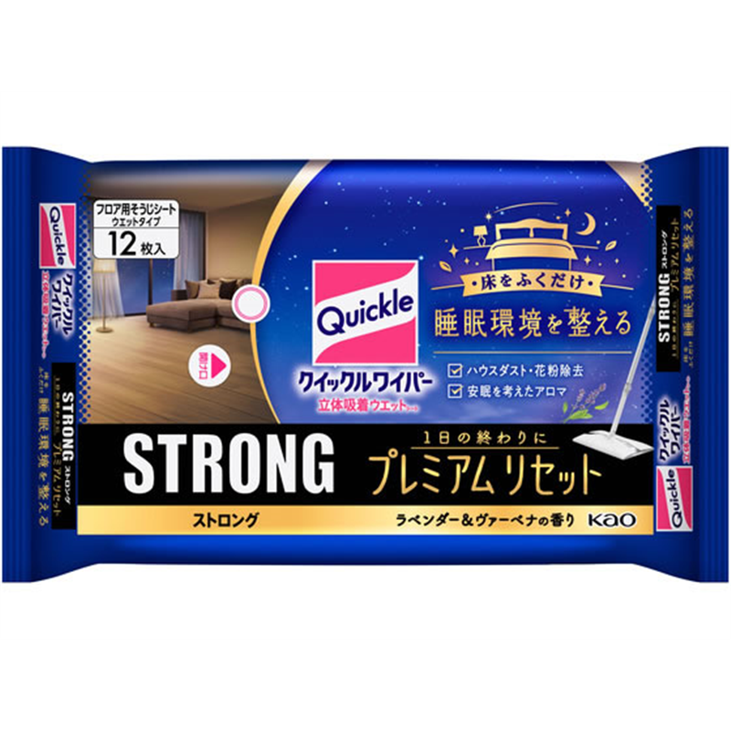 KAO クイックルワイパー 立体吸着ウエットストロング プレミアム 12枚入 1パック（ご注文単位1パック）【直送品】