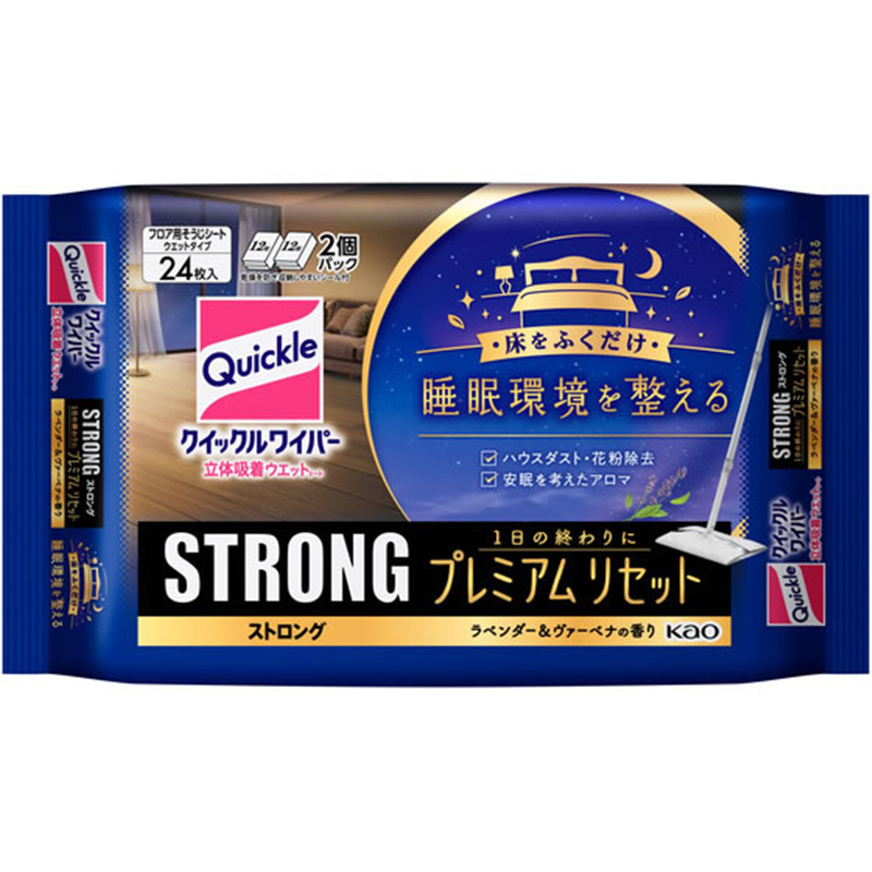 KAO クイックルワイパー 立体吸着ウエットストロング プレミアム 24枚入 1パック（ご注文単位1パック）【直送品】