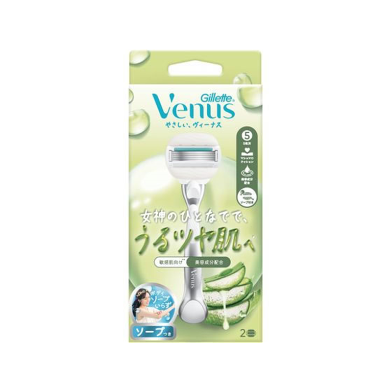 P&G ジレットヴィーナス うるツヤ肌 敏感肌 5枚刃 ホルダー+替刃2 1個(ご注文単位1個)【直送品】