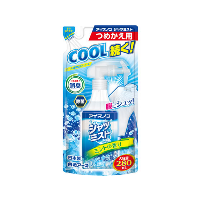 白元アース アイスノン シャツミスト ミントの香り 大容量詰替用 280mL 1個（ご注文単位1個）【直送品】