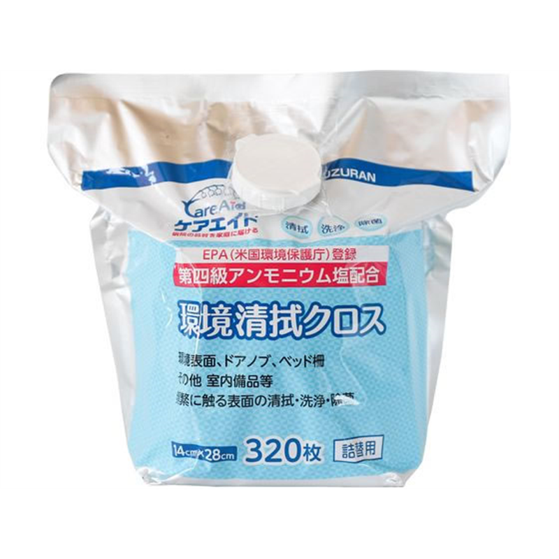 スズラン ケアエイド 環境清拭クロス 320枚 詰替 1個（ご注文単位1個）【直送品】