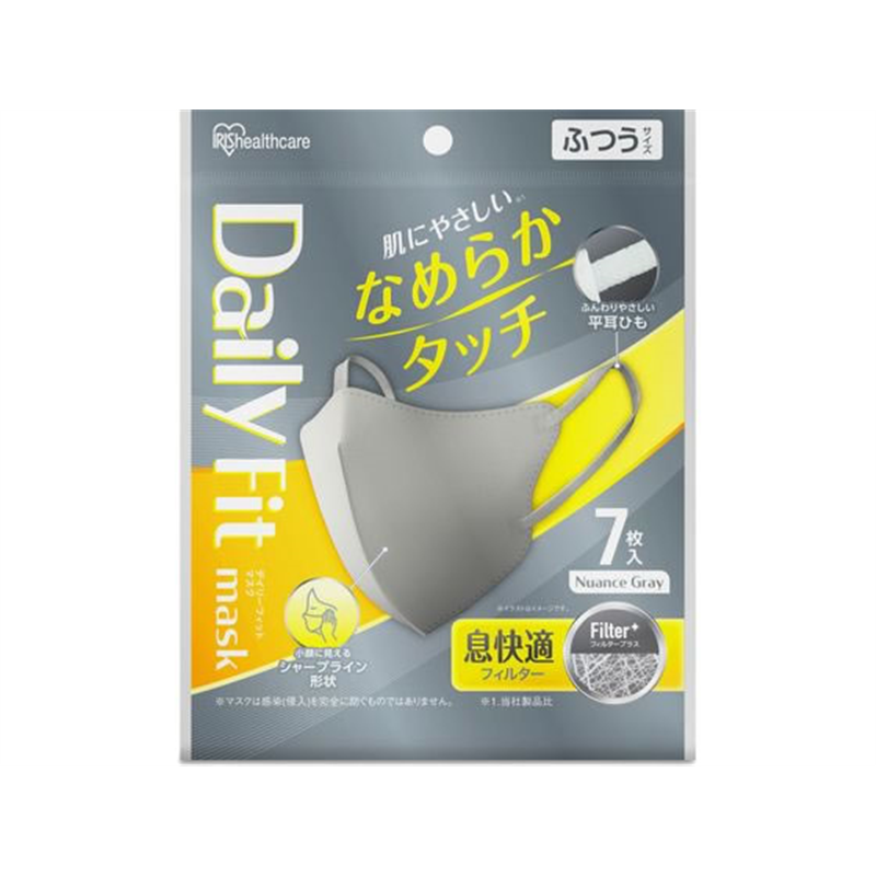 アイリスオーヤマ DAILYFITMASK ふつう 7枚 ニュアンスグレー RN-DH7S 1袋（ご注文単位1袋）【直送品】