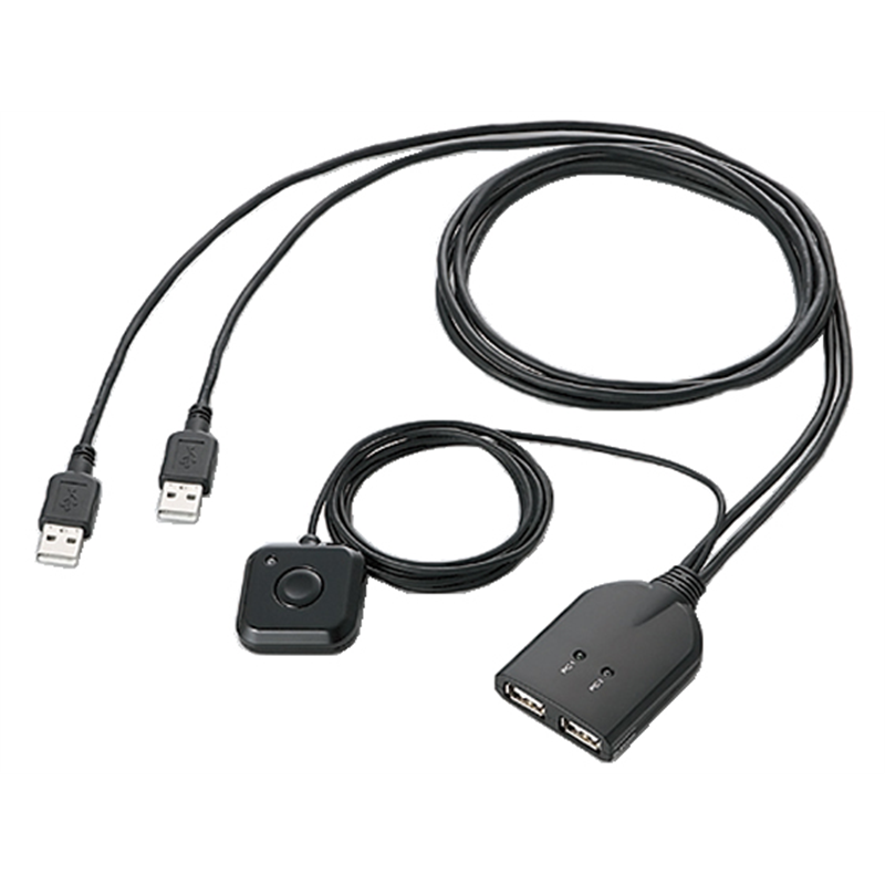 エレコム キーボード・マウス用パソコン切替器 手元スイッチ付 KM-A22BBK 1個（ご注文単位1個）【直送品】