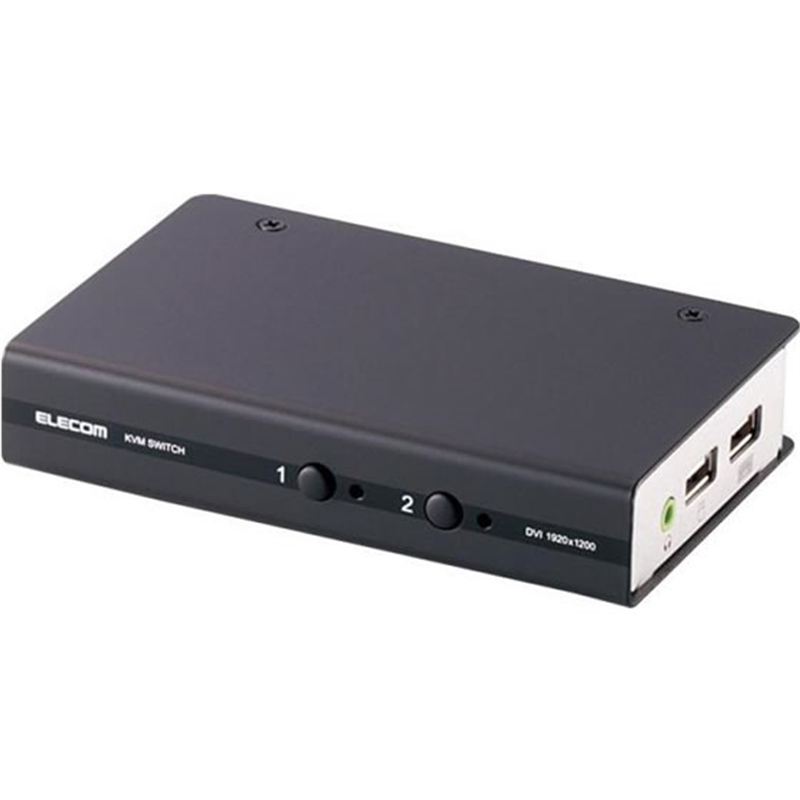 エレコム DVI対応パソコン自動切替器 BOX型 2ポート KVM-DVHDU2 1個（ご注文単位1個）【直送品】