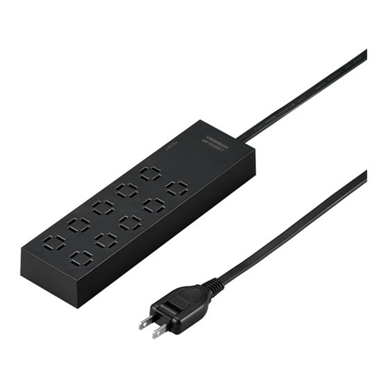 ヤザワ コンセント革命 タップ 10個口 ブレーカー付 黒 2m H5B1002B 1個（ご注文単位1個）【直送品】