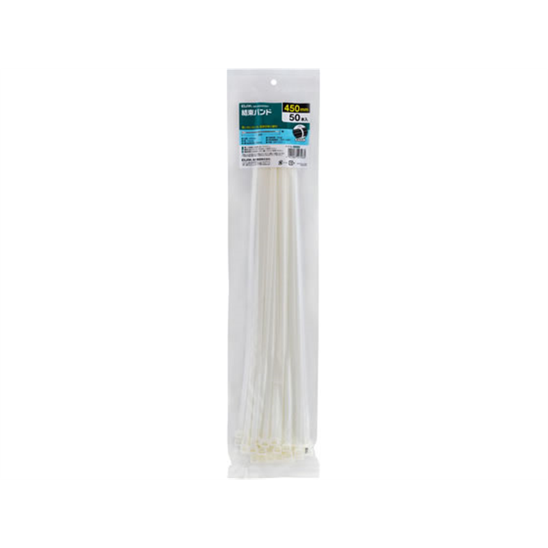 朝日電器 結束バンド 450mm ホワイト 50本 KBF-N450050(WH) 1袋（ご注文単位1袋）【直送品】