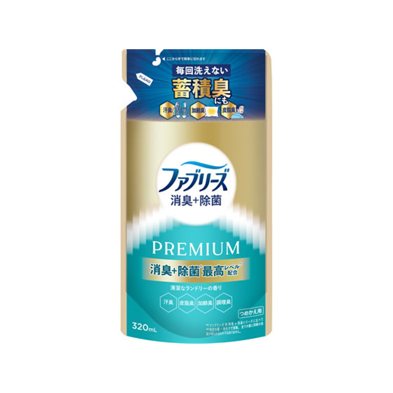 P&G ファブリーズ プレミアム 清潔なランドリーの香り 詰替 320mL 1個（ご注文単位1個）【直送品】