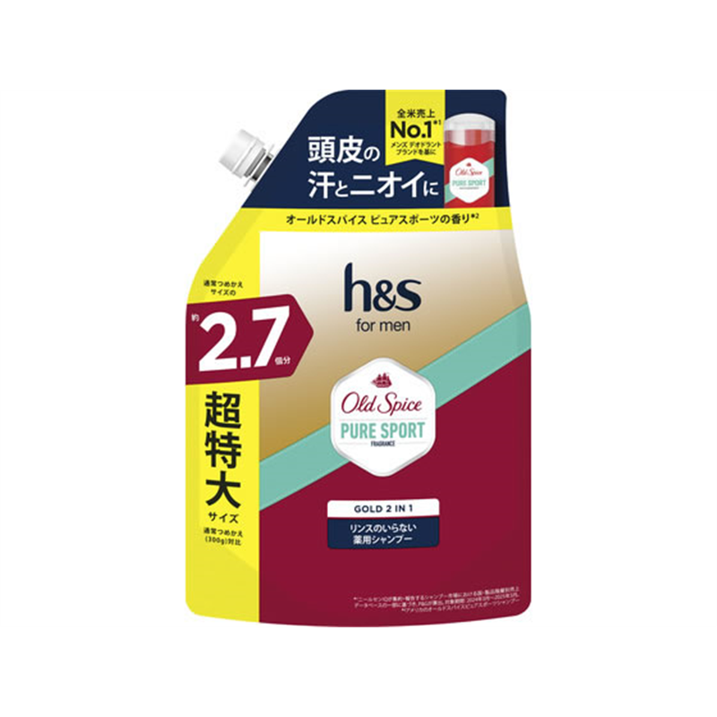 P&G h&sMEN ゴールド 2IN1 リンスのいらない薬用シャンプー 替 1個（ご注文単位1個）【直送品】