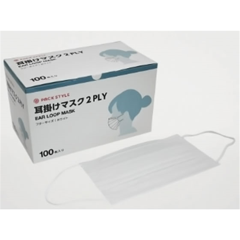パックスタイル 耳掛けマスク 2PLY 100枚 821076 1箱（ご注文単位1箱）【直送品】