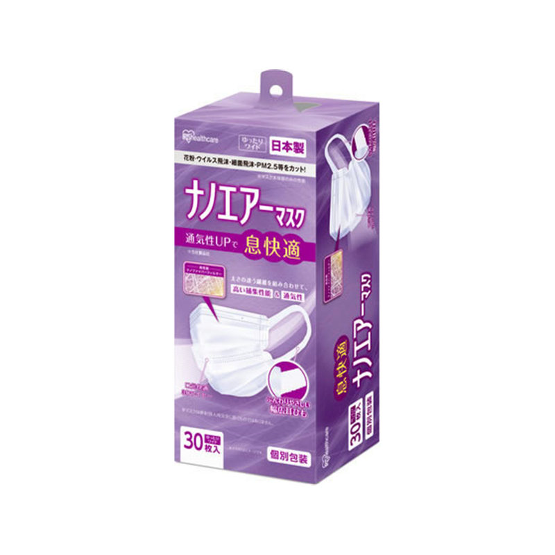 アイリス ナノエアーマスク ゆったりワイド 30枚 ホワイト PK-NI30LL 1箱（ご注文単位1箱）【直送品】