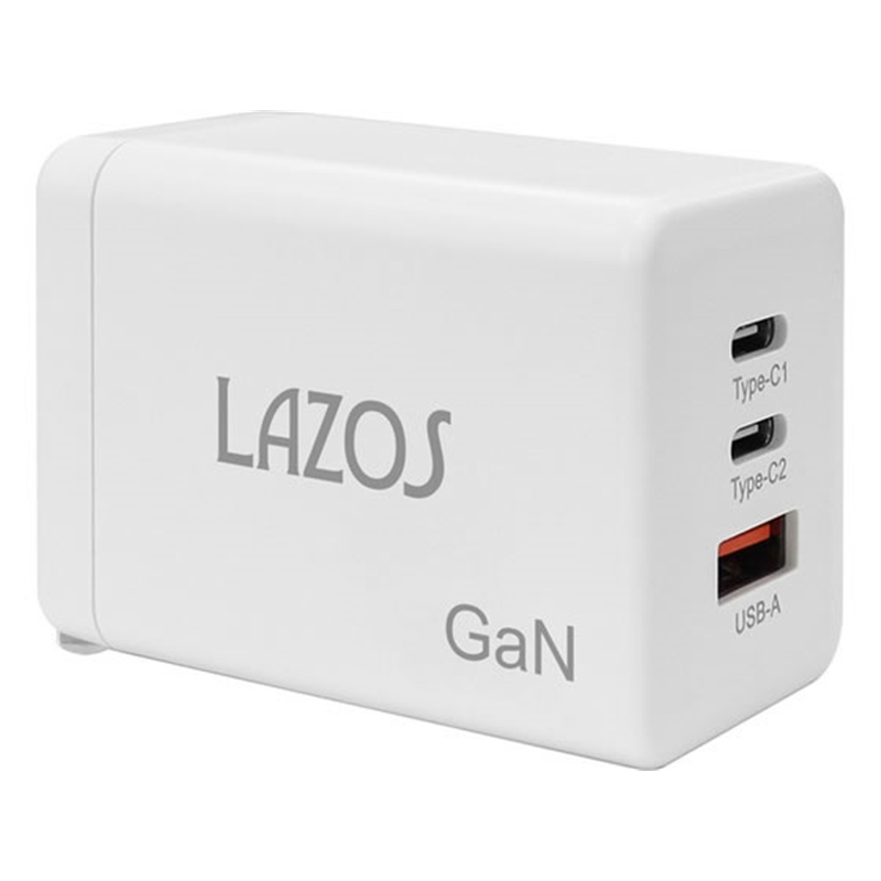 Lazos窒化ガリウム採用 GaN 3ポート AC充電器 65WL-AC3-G65 1個（ご注文単位1個）【直送品】