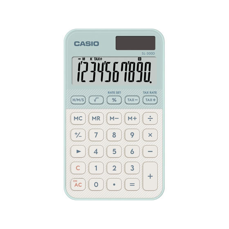 カシオ計算機 カラフル電卓 手帳タイプ ライトグリーンSL-300D-LG-N 1台（ご注文単位1台）【直送品】