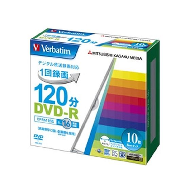 バーベイタム Verbatim/録画用DVD-R 120分 1-16倍速 10枚入VHR12JP10V1 1パック（ご注文単位1パック）【直送品】