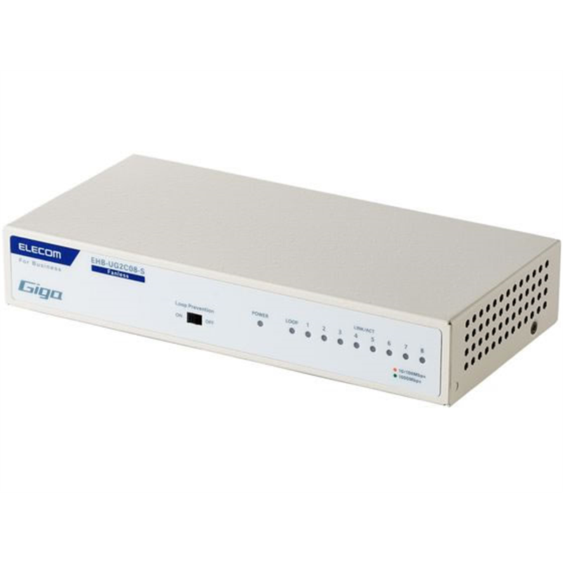 エレコム 法人向スイッチングハブ 8ポート メタル ホワイトEHB-UG2C08-S 1個(ご注文単位1個)【直送品】