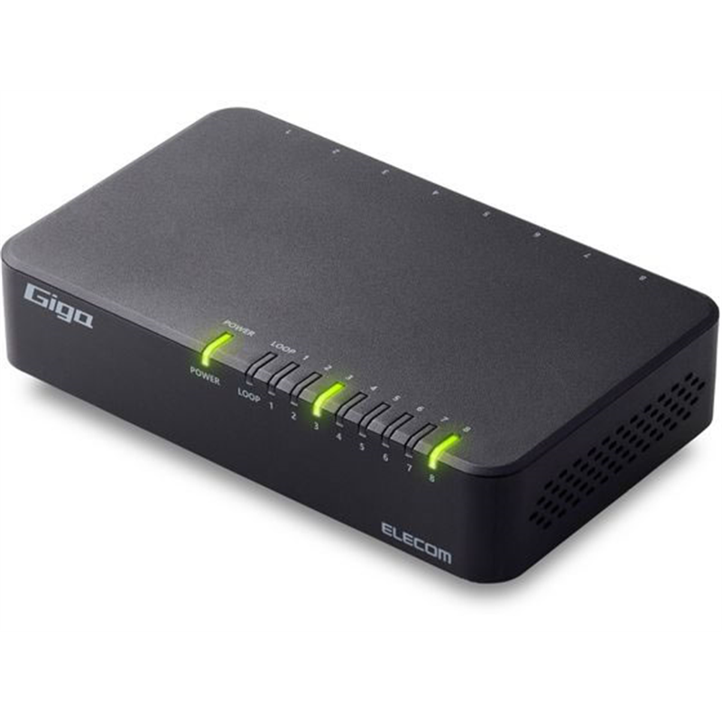 エレコム スイッチングハブ 8ポート Giga対応 ブラックEHC-G08PA4-B 1個(ご注文単位1個)【直送品】