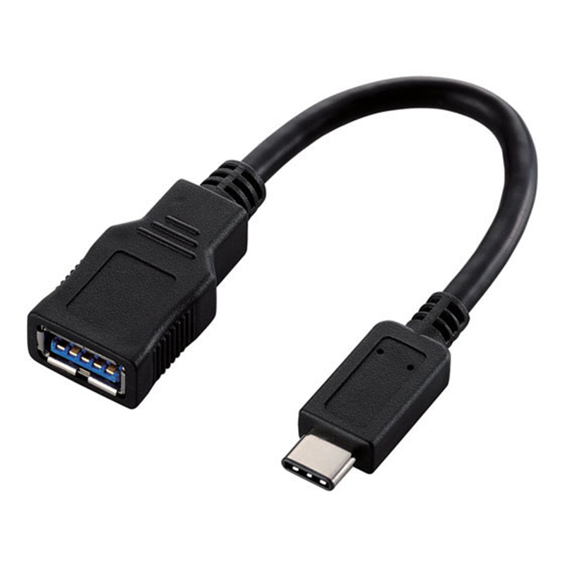 エレコム Type-C変換ケーブル 8cm ブラックUSB3-AFCM01BK 1個（ご注文単位1個）【直送品】