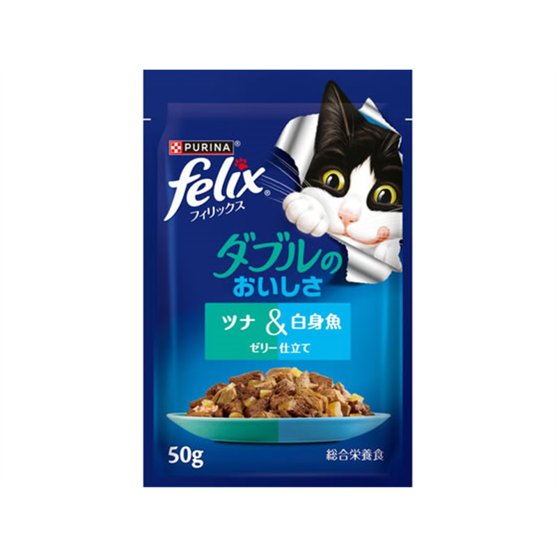 ネスレピュリナペットケア フィリックスパウチ ダブルのおいしさ ツナ&白身魚ゼリー仕立て 50g 1個（ご注文単位1個）【直送品】