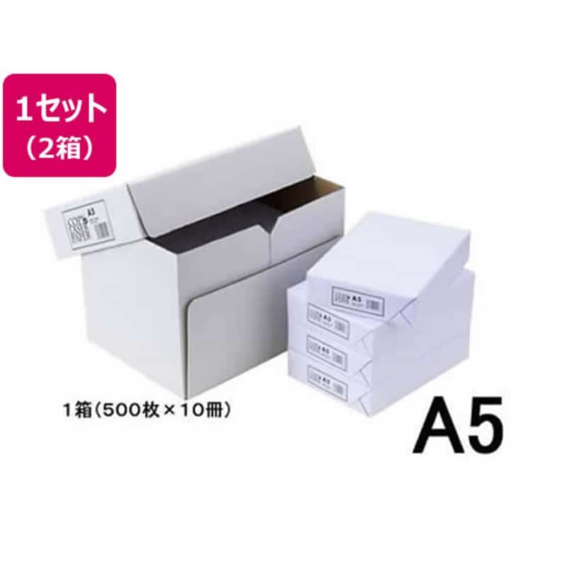 高白色コピー用紙A5 500枚×10冊×2箱 1セット（ご注文単位1セット）【直送品】
