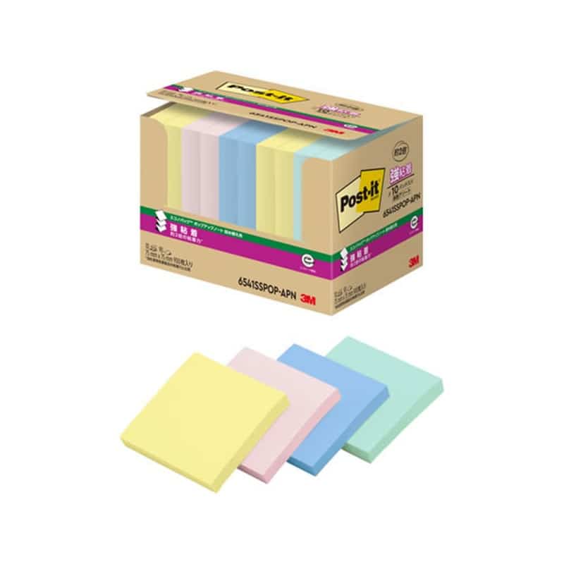 スリーエム ポストイットエコノパック 強粘着 ポップアップノート 75×75 多色アソート 10冊6541SSPOP-APN 1パック(ご注文単位1パック)【直送品】