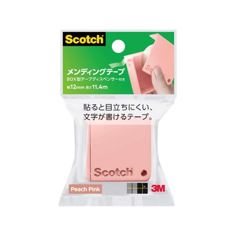 スリーエム スコッチ メンディングテープ BOXディスペンサー 12mm×11.4m ピーチピンク810BX-PP 1巻（ご注文単位1巻）【直送品】