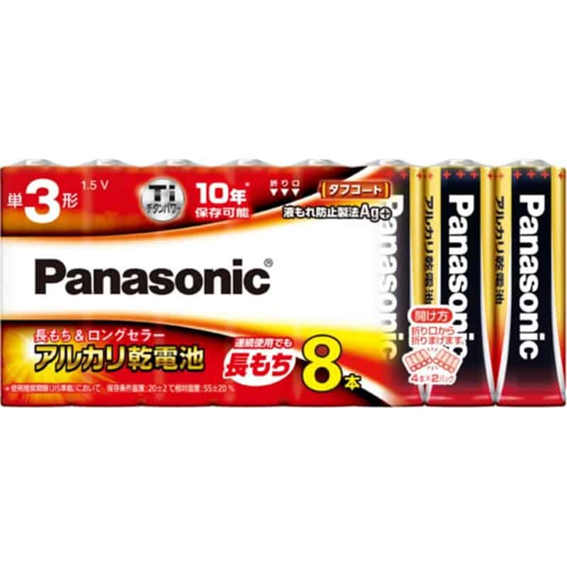 パナソニック 乾電池 アルカリ 単3形 8本LR6XJ/8SW 1パック（ご注文単位1パック）【直送品】