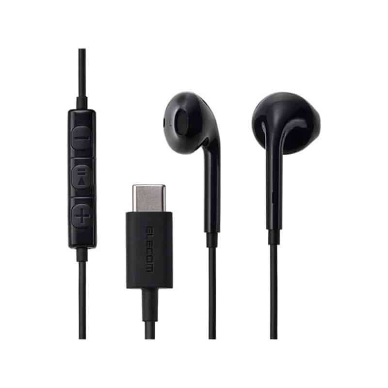 エレコム USB Type-C イヤホン 有線 インナーイヤー型 マイク付き 通話可能 DAC搭載 高音質 音量調節 1.2m ブラックEHP-DF18IMBK 1個（ご注文単位1個）【直送品】