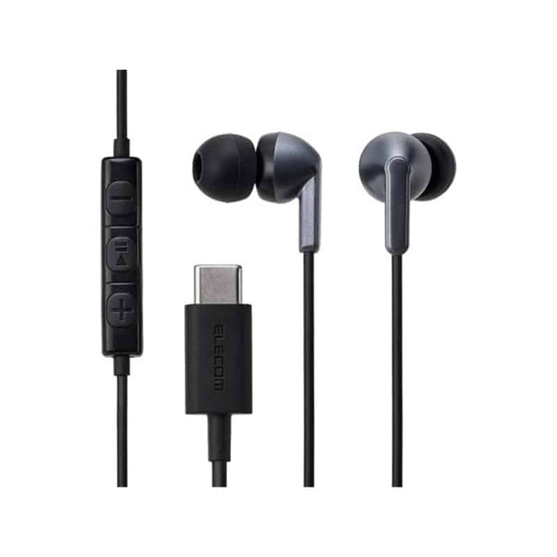 エレコム USB Type-C イヤホン 有線 カナル型 マイク付き 通話可能 DAC搭載 高音質 音量調節 1.2m ブラックEHP-DF19CMBK 1個（ご注文単位1個）【直送品】
