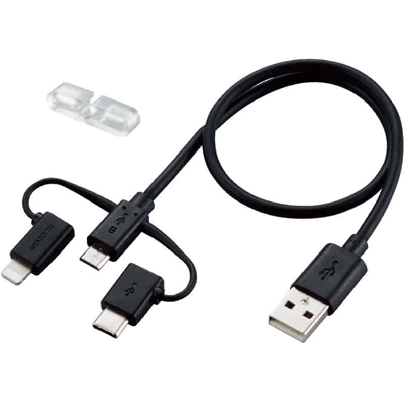 エレコム 3in1スマートフォン用USBケーブルMPA-AMBLCAD03BK 1個（ご注文単位1個）【直送品】