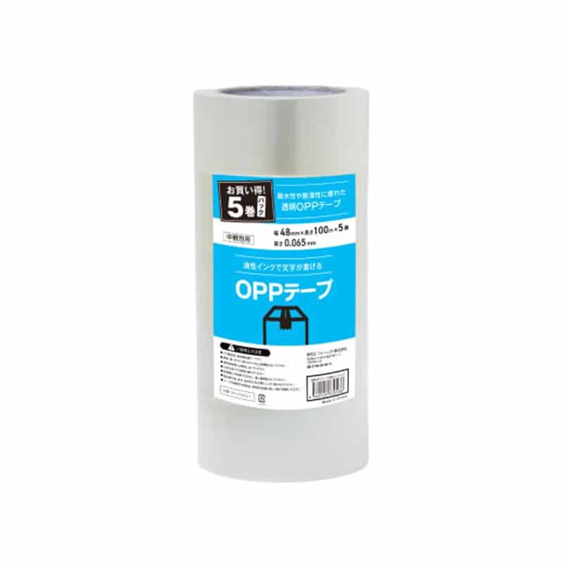 Forestway OPPテープ 65μ 48mm×100m 透明 5巻 1パック（ご注文単位1パック）【直送品】