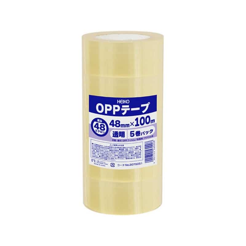 ヘイコー OPPテープ 48μ 48mm×100m 透明5巻2079051 1パック（ご注文単位1パック）【直送品】