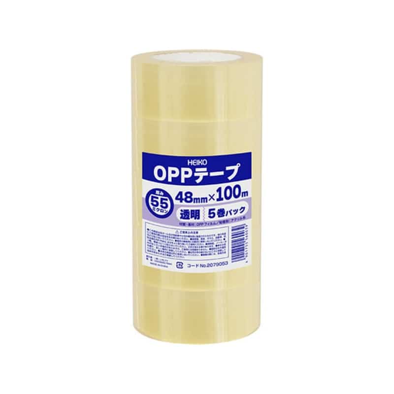 ヘイコー OPPテープ 55μ 48mm×100m 透明5巻2079053 1パック（ご注文単位1パック）【直送品】