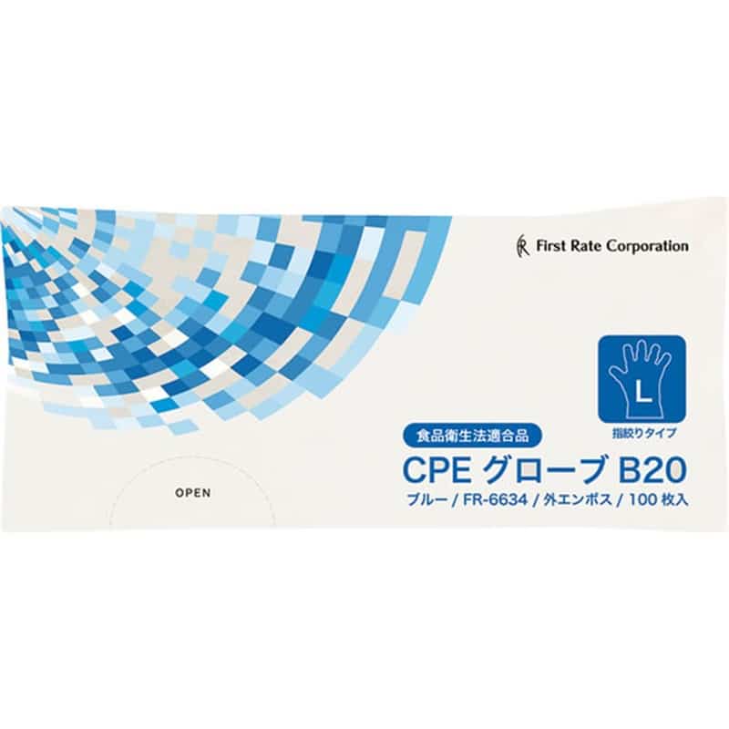 ファーストレイト CPEグローブ B22 Lサイズ ブルー/袋タイプ 100枚FR-6634 1パック（ご注文単位1パック）【直送品】